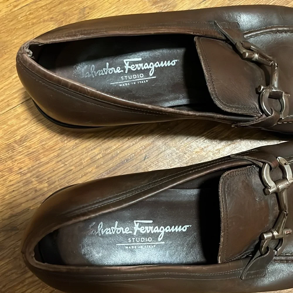 Salvatore Ferragamo Men's Brown Loafer Gancini Size 12